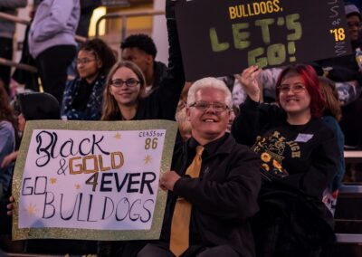 Lots of alumni gathered to watch Burke beat Benson 17-14! Every homecoming game the Alumni Assn offers a free tailgate and game admission to graduates. Here, Frank Kessler (1986) with daughter Shelby (2018) and Dusty Keever (2018) proudly show off their school spirit!