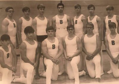 Burke Gymnastics Team Jim Rhone (1970), Pete Studenski (1971), Steve Bliss (1970), Terry Foreman (1971)